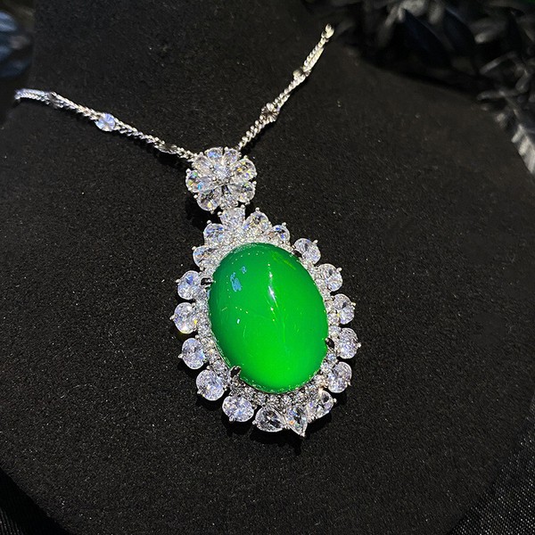 Alternate view of Natural High Ice Jade Jadeite Green Amulet Pendant