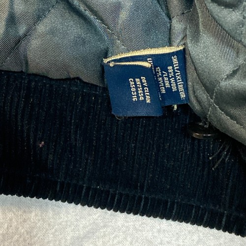 VTG Abercrombie & Fitch AF Bomber Jacket Mens Medium Navy Blue Wool Quilted - Picture 16 of 18