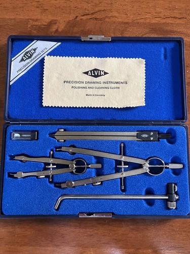 Vintage Alvin 129 B Precision Drawing Set Instruments Germany W/Cloth - Picture 1 of 7