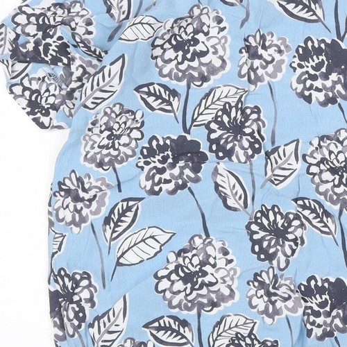 H&M Womens Blue Floral Viscose BlendT-Shirt Size 12 - Picture 9 of 12