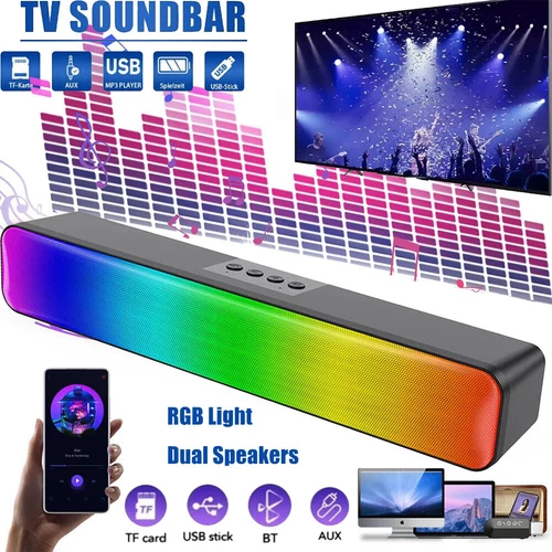 Bluetooth Computer Speakers for PC Desktop Monitor, Gaming PC Sound Bar with LED