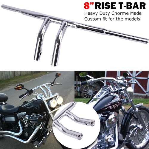 Manillar de barras en T de elevación cromadas de 8" de 1-1/4" para motocicleta Harley Dyna FLS Road King - Imagen 1 de 14