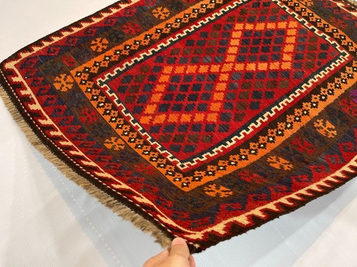 3,4x4.3 afghanischer Vintage handgefertigter afghanischer Maimana antiker geometrischer Boho-Bereichsteppich - Bild 9 von 11
