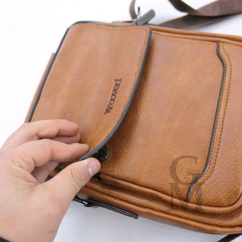 Borsello firmato COVERI nuovo vintage uomo sottile eco pelle tracolla marrone - Imagen 7 de 14