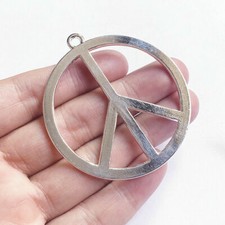 X LARGE PEACE SIGN SYMBOL LOVE HIPPIE pendant 20" 925 Sterling Silver Necklace