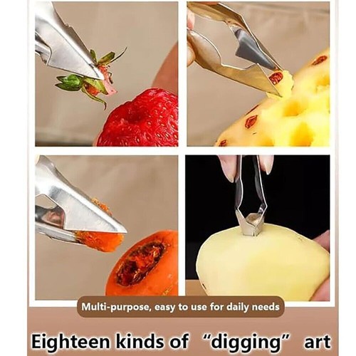 2 pz pelao occhi ananas acciaio inox taglierina per insalata di frutta strumento da cucina - Foto 12 di 52