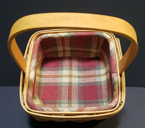 Longaberger 5.5" × 5.5" Tarragon Booking Basket W/Liner And Protector # 42323 - Picture 2 of 12