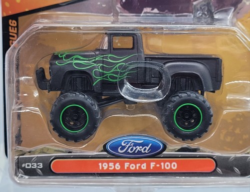 Jada WAVE 6 2012 BIG TIME 4WHEELIN' 1:64 1956 FORD F-100 #033 BLACK/ GREEN FLAME - Picture 2 of 12
