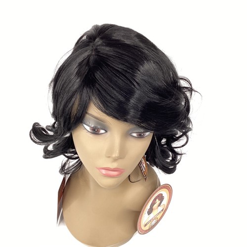 Camilla #1 Jet Black Feather Flip Wig Classic Cap Synthetic Adjustable - Picture 2 of 9