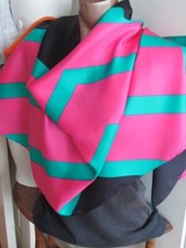 Ann Taylor 26x 70" Silk Twill Scarf Geometric Abstract Hijab Oblong Fuchsia