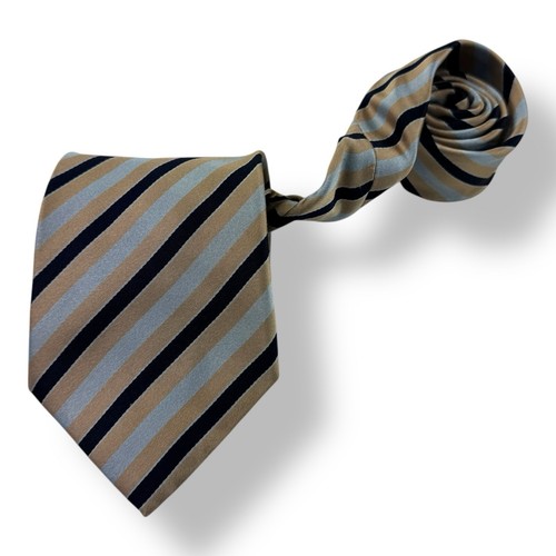 Barneys New York Silk Tie Bronze Blue Stripe Made in Italy Men's Size 3.5"x59"