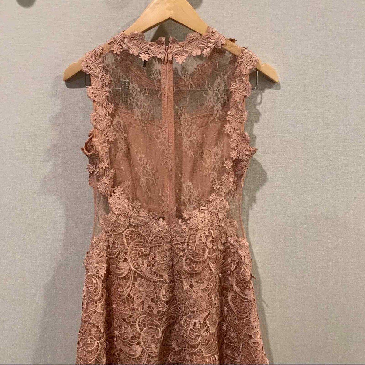 TopShop Scalloped Lace Mini Dress Mauve Pink | eBay
