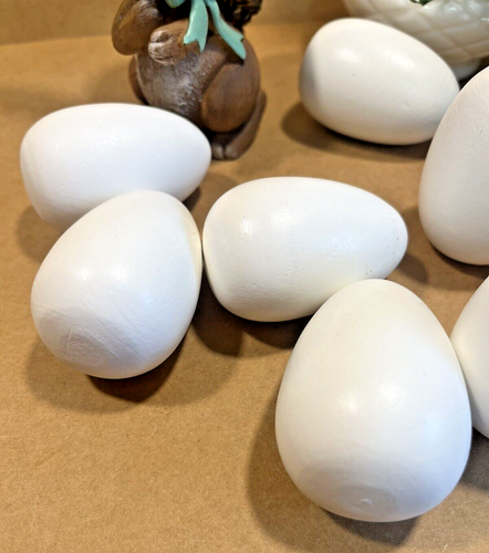 8 pc White Craft Eggs Wooden Blank Easter Eggs Classic White Standing Eggs S33 - Picture 4 of 8
