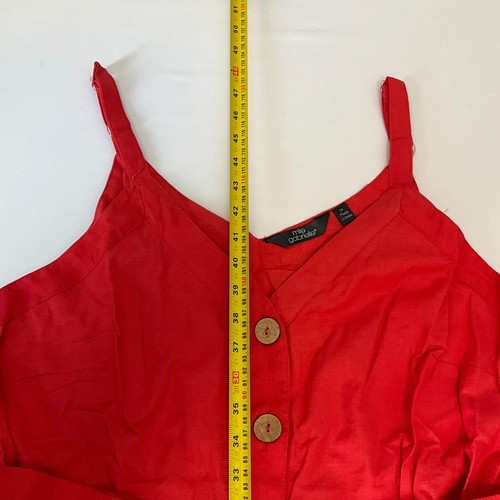 Mlle Gabrielle Tank Dress Womens Size 2XL Red Belted Side Slit Midi Button Front - Picture 14 of 15
