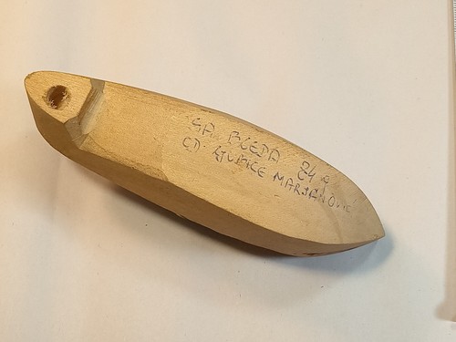 WOODEN A CLOG SHOE vtg sewing needle pins holder TOOL decorated rural motif - Picture 5 of 8