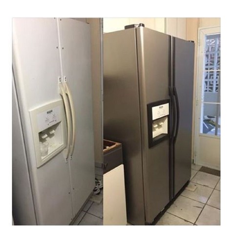Cubierta de panel de puerta de refrigerador de acero inoxidable actualización superposición de vinilo 36" x 12 pies - Imagen 5 de 10