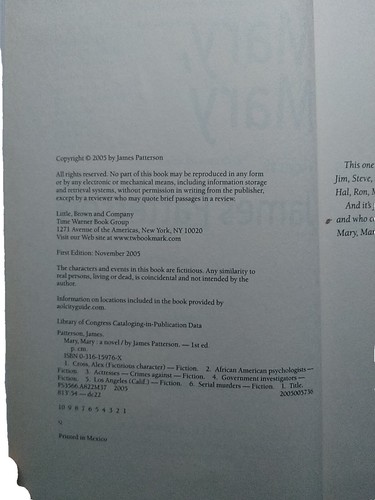 Mary Mary by James Patterson  (2005, HC-DJ) 1st Edition, 1st Printing Alex Cross - Picture 2 of 6