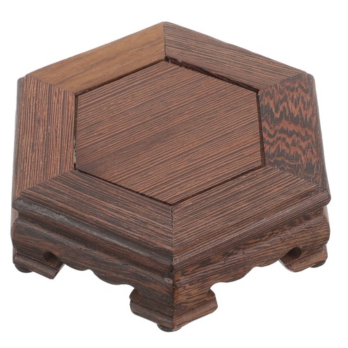 Indoor Wood Plant Stand Vase Display Stand Vase Wood Base Hexagonal Display - Picture 5 of 12