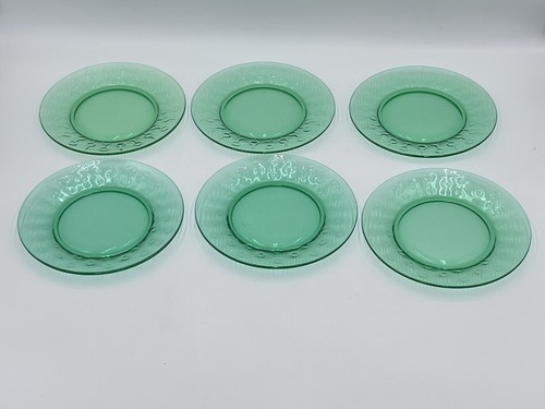 Uranium Depression Glass 7.5" Plates Lot Set Of 6 Vintage Green Vaseline - Picture 5 of 8
