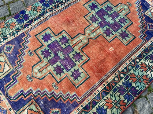 Handmade rug,Turkish rug,Bohemian area rug,Vintage rug,Carpet 3,3 x 5,7 ft - Picture 3 of 11