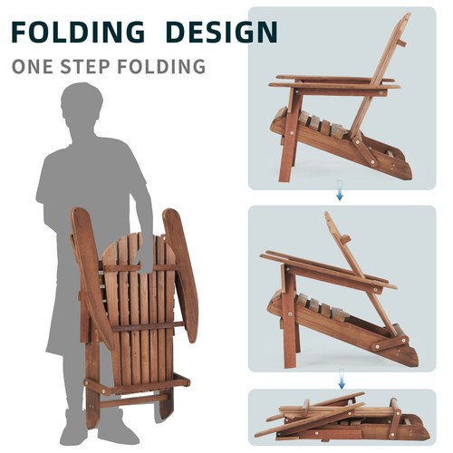 Juego de 2 Muebles de Exterior Conversación Sillón Patio Plegable Adirondack - Imagen 3 de 10