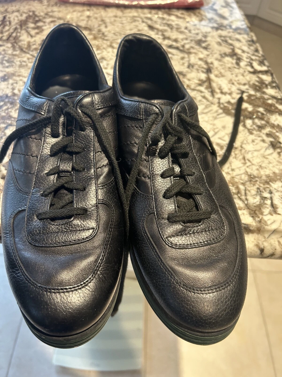 Chaussures baskets homme Gucci Ace cuir noir pointure 9,5 US (Gucci 9G) 233326