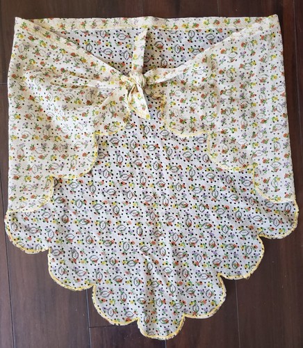 Vintage Half Apron ivory floral, 25" tall - Picture 3 of 6