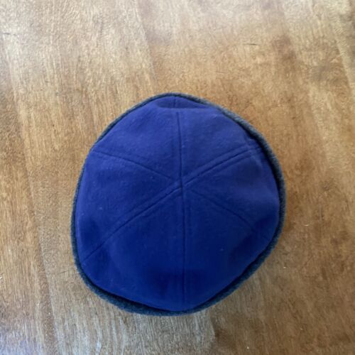 Rare Vintage Nike wool rayon skullcap navy blue gray Beanie Size Medium - Picture 4 of 10