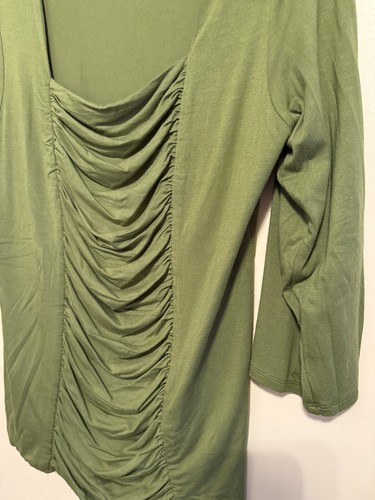 Grace elements green ribbed stretchy blouse sz XXL plus sz 2X olive soft - Picture 2 of 3
