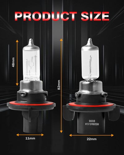 Pair 9008 Halogen Headlight Bulbs for Ford F150 2004-2014 High Low Beam 3400K - Picture 8 of 8