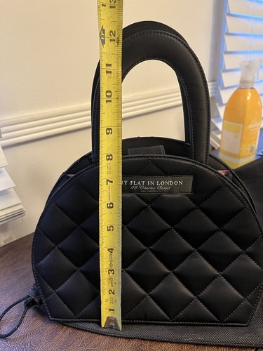 My Flat in London Quilted Handbag Black Top Handle Diamond Charm - Picture 8 of 10