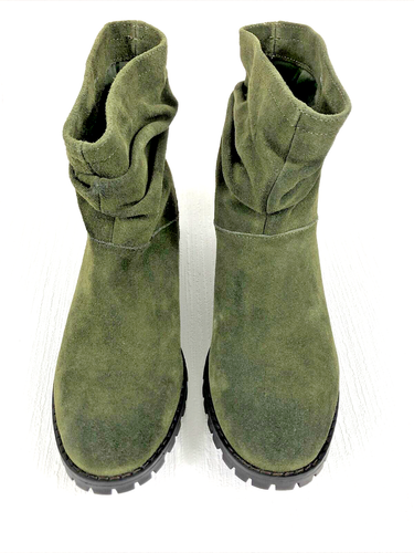 NWOB! CHINESE LAUNDRY "Flip Flat" Suede Boots, Olive Green, Size 8.5 - Picture 6 of 6