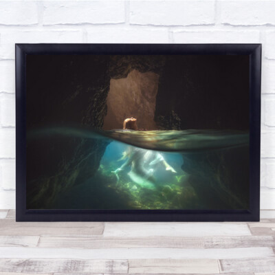 Frau Meer Wasser Unterwasser Höhle Wandkunstdruck