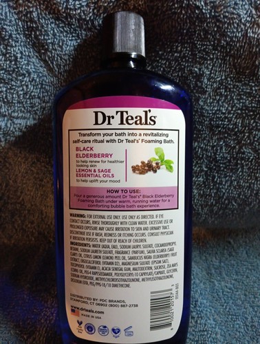 Dr Teal's Black Elderberry Essential Oils Foam Bath Pure Epsom Salt 34 Oz - Picture 2 of 2