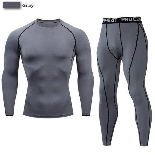 2pcs Men's Compression Sportswear Suit GYM Tight Sports Yoga Sets Workout Joggin - Picture 19 of 24