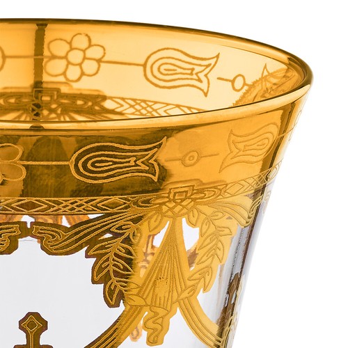 Murano Wasser-Gläser Set 6 Kristallglas Mäander in Handarbeit Vergoldet 24Karat - Bild 3 von 3