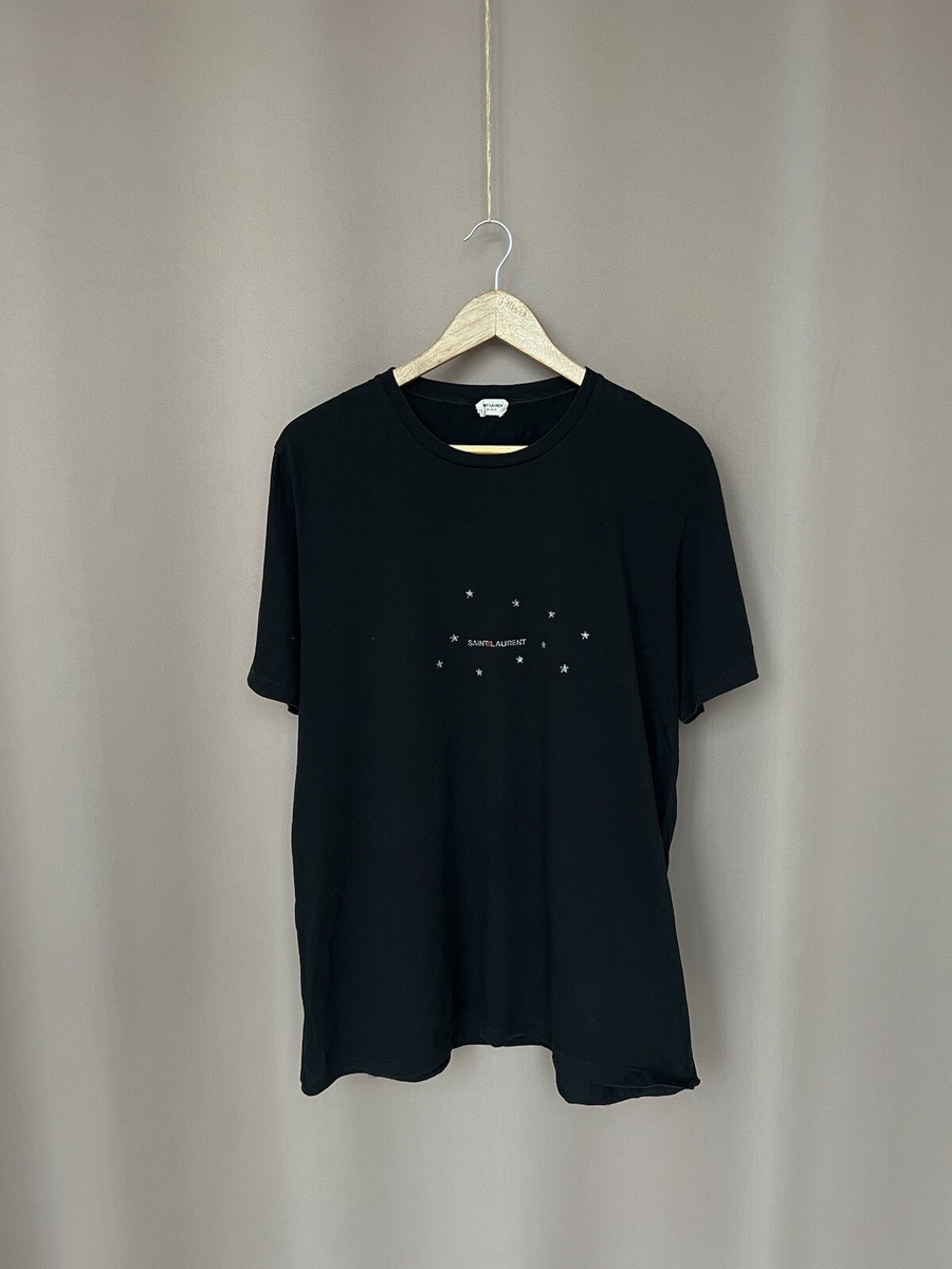 Saint Laurent Logo Star T-Shirt Mens Size XL Black Cotton
