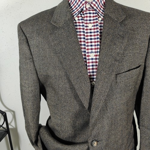 JOS A BANK Herren Tweed Sport Mantel Blazer Zwei Knopf Braun Wolle Gerstenkorn 44R - Bild 6 von 18