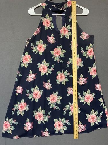 LE Lis Vintage Floral Fit & Flare Dress M Sleeveless Keyhole Front/Back USA Made - Picture 3 of 7