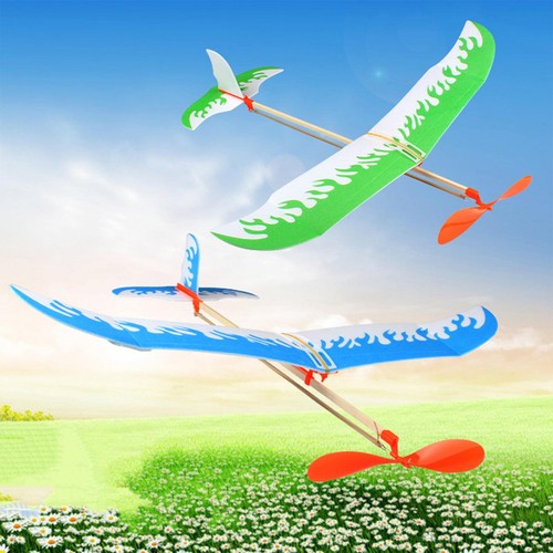 Rubber Band Flight Model Airplanes Biplane Toys Kids Outdoor Playset Toy - Picture 9 of 11