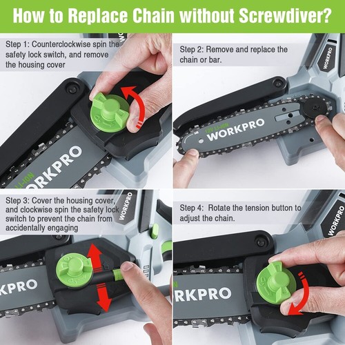 6.3" Handheld Electric Mini Chainsaw Cordless Chain Saw Pruning Saws 2 Batteries - Picture 10 of 12