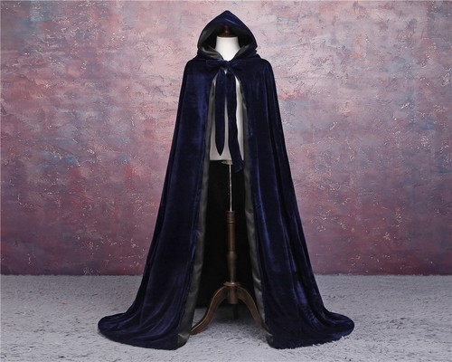 Cloak Velvet Hooded Cape Medieval Renaissance Costume LARP Halloween Fancy Dress - Bild 2 von 18