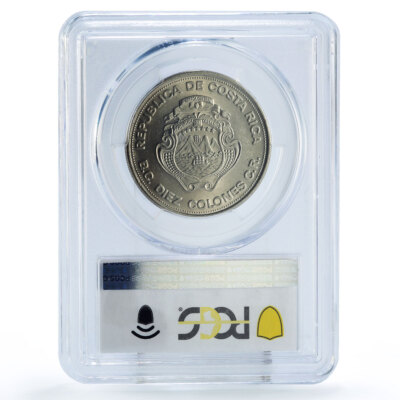Costa Rica 10 colones Central Bank 25th Anniversary MS63 PCGS