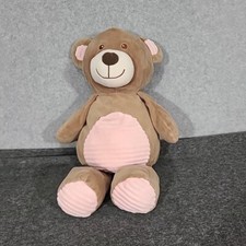 Kellytoy Teddy Bear 19 in Plush Soft Sewn Eyes Rattles Sensory Brown Pink Lovey