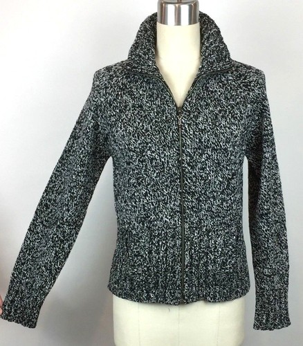 Chaqueta Suéter Para Mujer Evan-Picone Talla S Negra Blanca Manga Larga Cremallera Frontal Tejida - Imagen 1 de 12