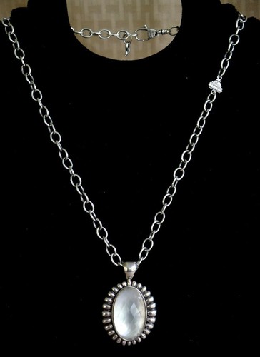 Lagos 925 LRG Rock Crystal/MOP Domed Doublet Enhancer Pendant Necklace/Chain - Picture 4 of 22