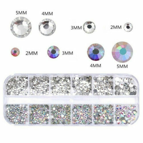 Crystal AB Rhinestones Nail Art Gems Diamante Round 3D Decoration UK STOCK. - Picture 2 of 39