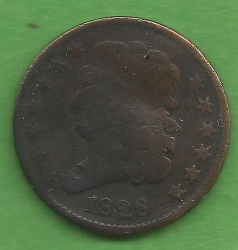 1828 KLASSIKER KOPF, HALBER CENT, 13 STERNE, 197 JAHRE ALT !!!