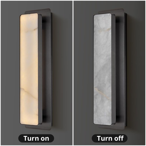 Alabaster Wall Sconces,Rectangular Wall Light Set of Two,Bathroom Sconces Wal... - Picture 4 of 7