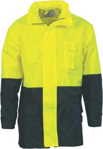 3 x DNC Workwear Mens Hi Vis 2 Tone Light Weight Rain Jacket Uniform Safety 3877 - Picture 3 of 3